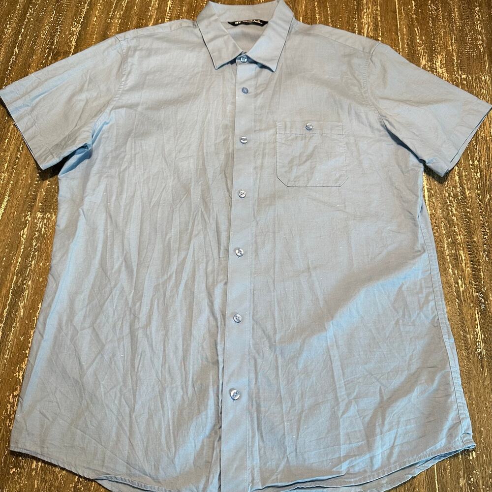 Travis Mathew S/S Button Down Shirt Cotton Polyester Light Blue Men’s Size L